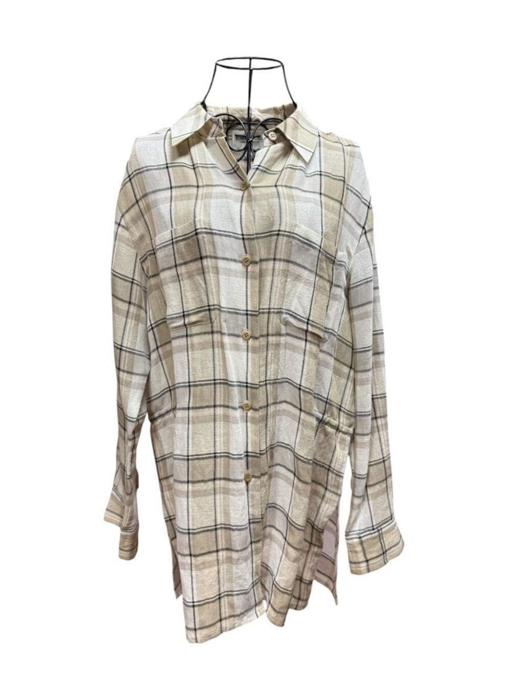 Emanuel Ungaro Beige Plaid Button-Up Shirt size 12/46